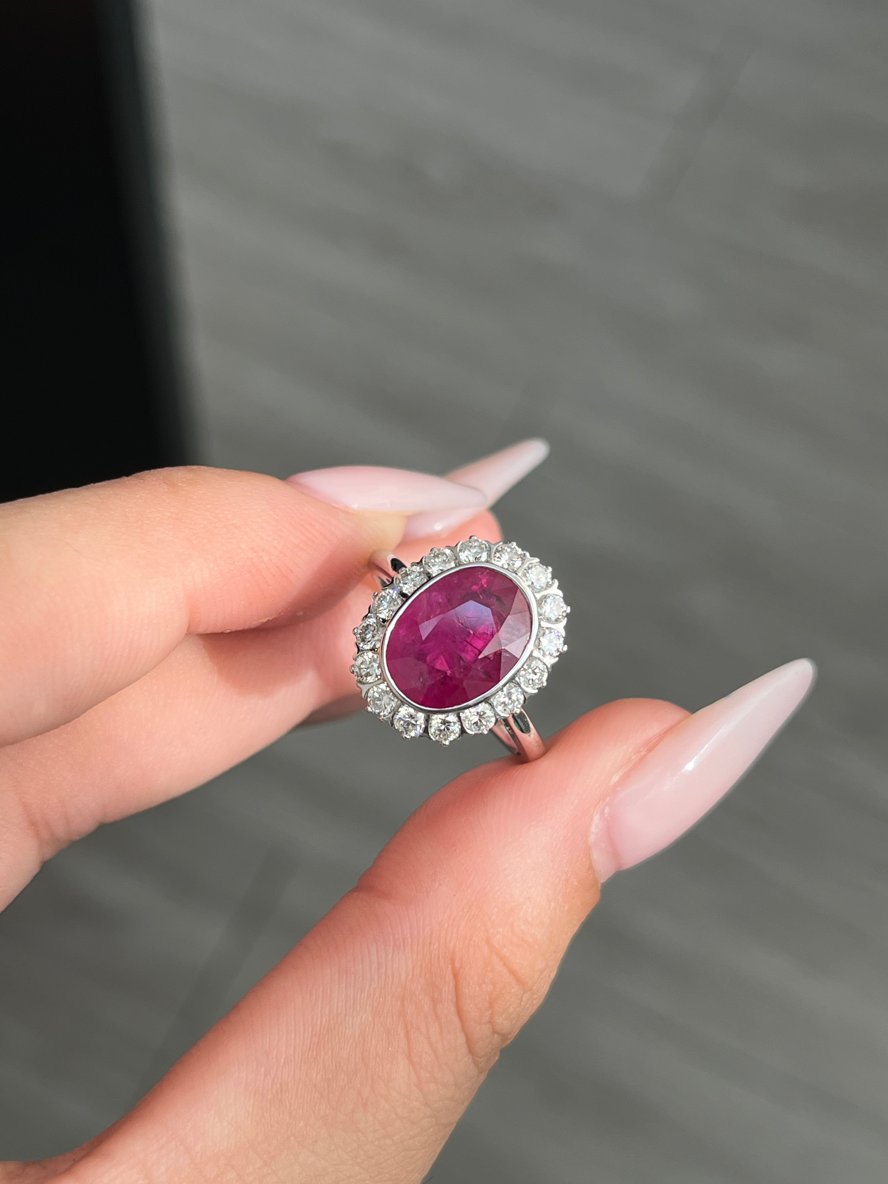 4.30 Carat Ruby Ring in 18K White Gold