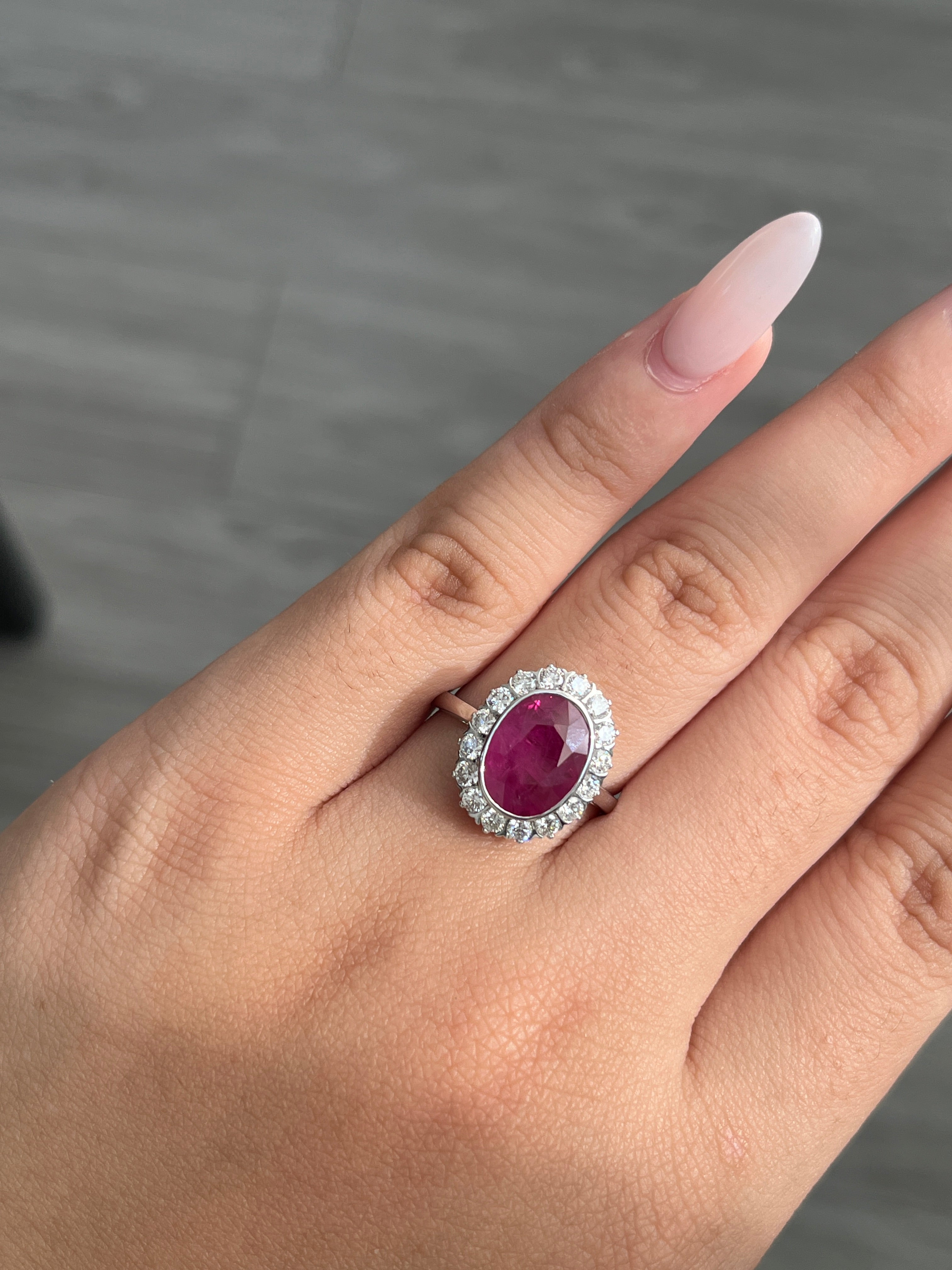 4.30 Carat Ruby Ring in 18K White Gold