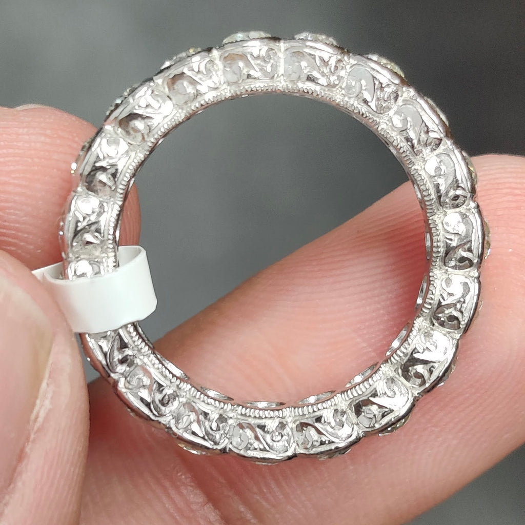 2.48 Carat Authentic Vintage Old Mine Cut Diamond Eternity Band in Platinum 900