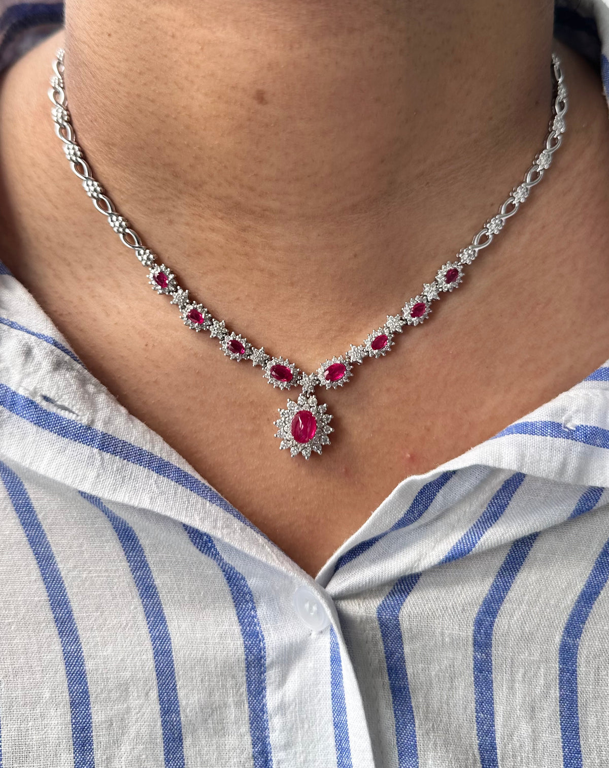 2.5 Carat Ruby in  14K WG Necklace