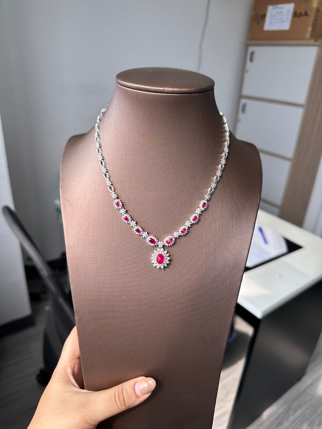 2.5 Carat Ruby in  14K WG Necklace