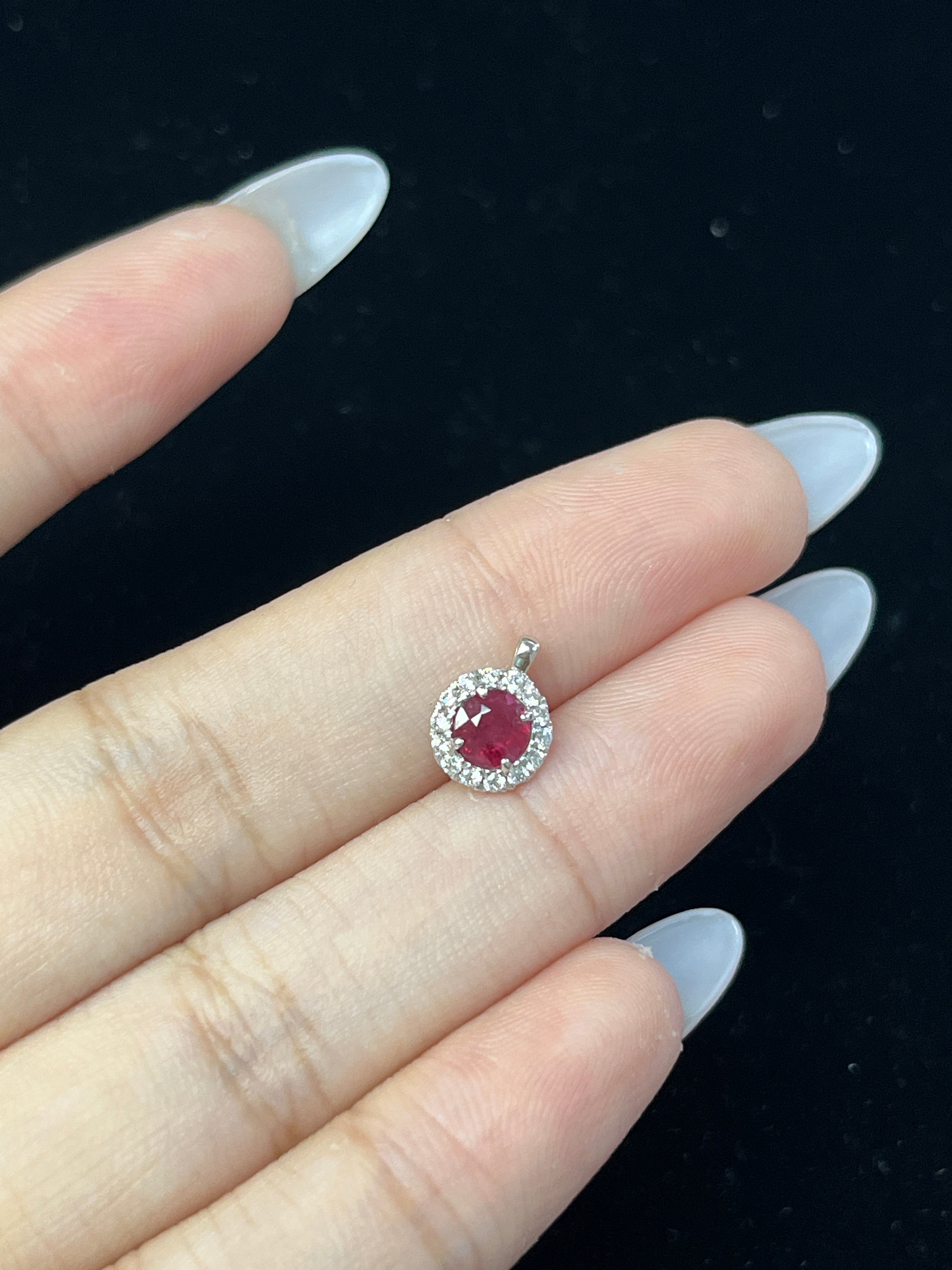 0.47 Carat Natural Ruby  in  14K WG Pendant
