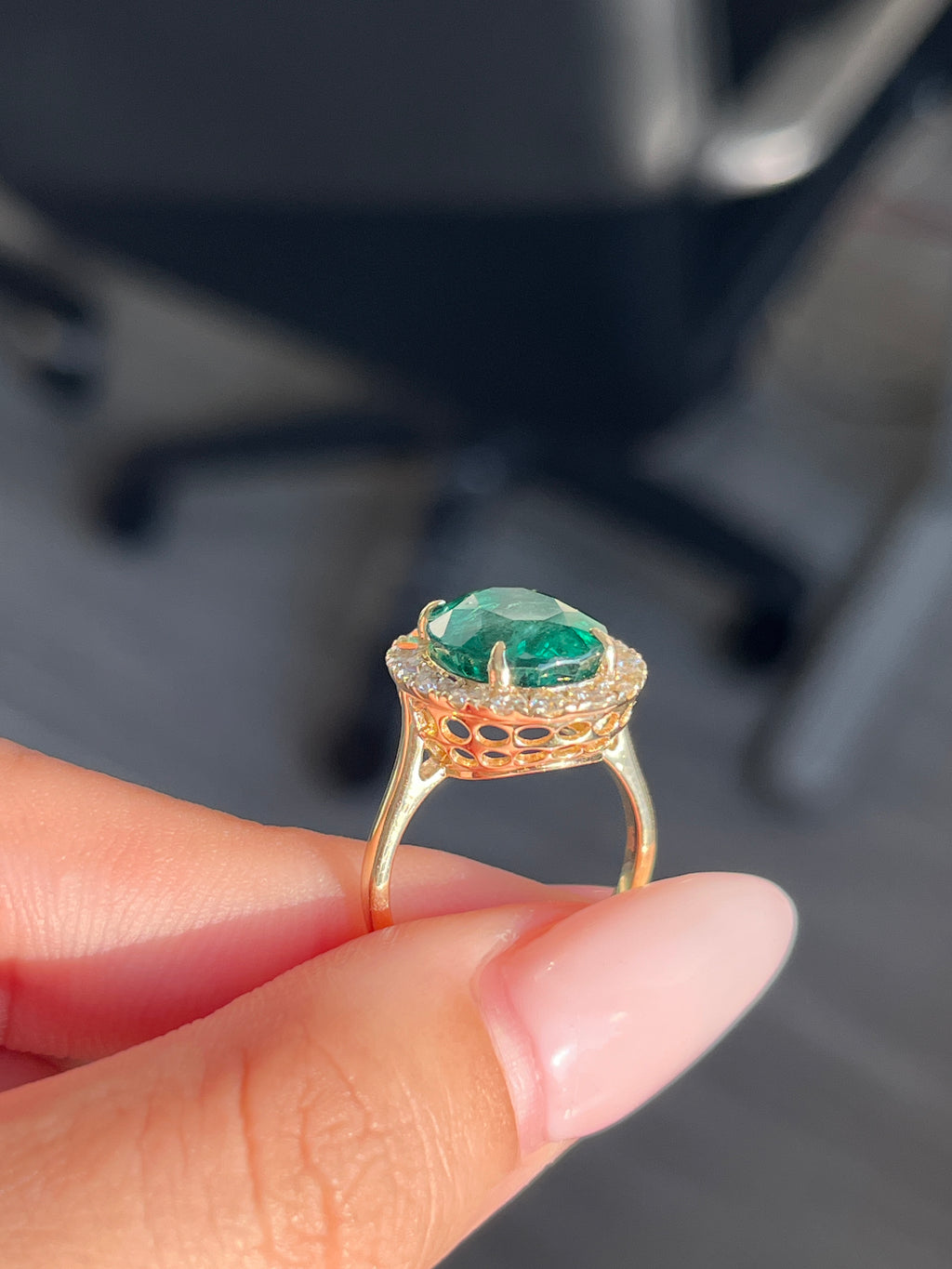 4.57 Carat Zambian Emerald and Diamond Ring in 14K YG