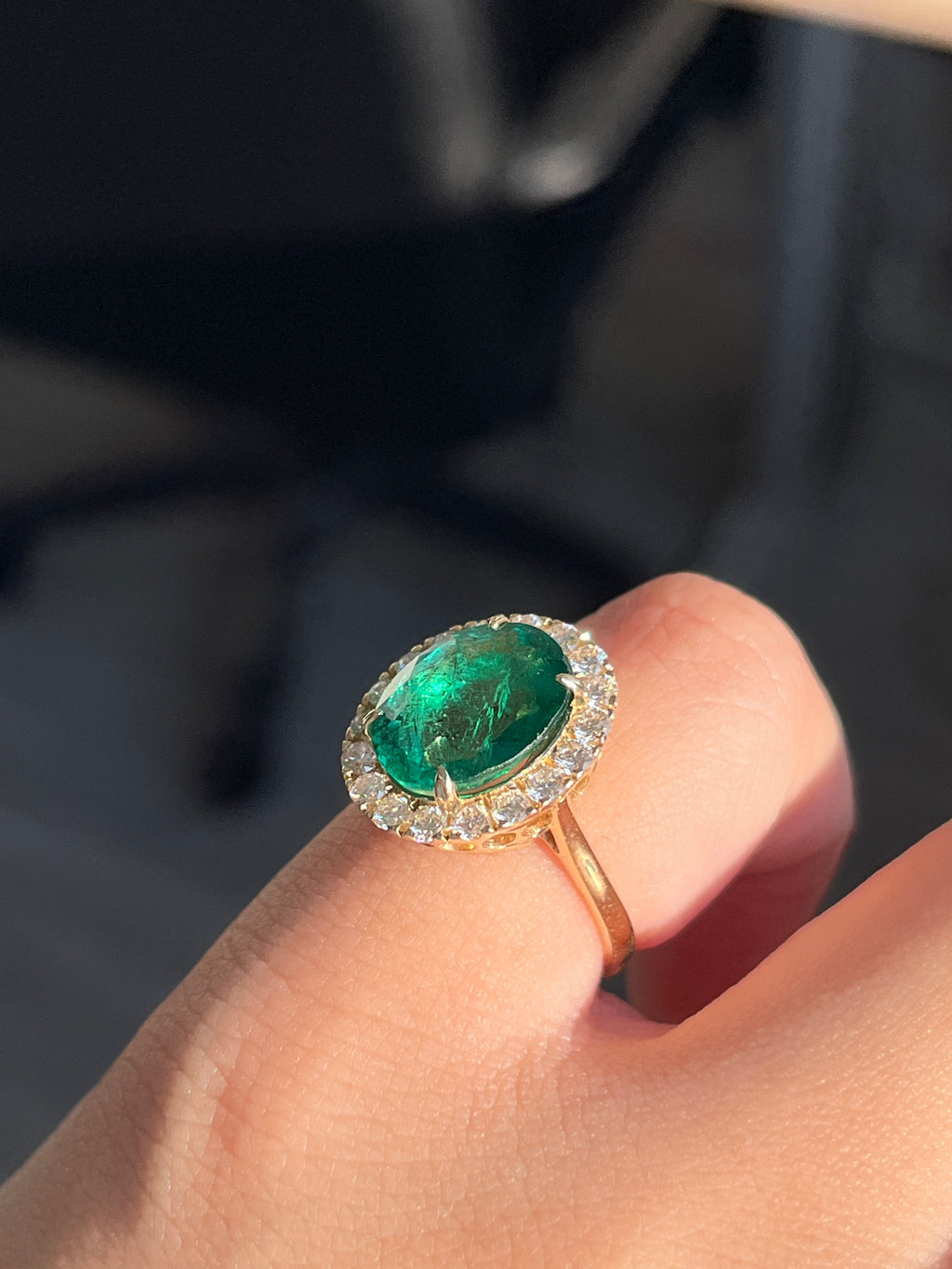 4.57 Carat Zambian Emerald and Diamond Ring in 14K YG