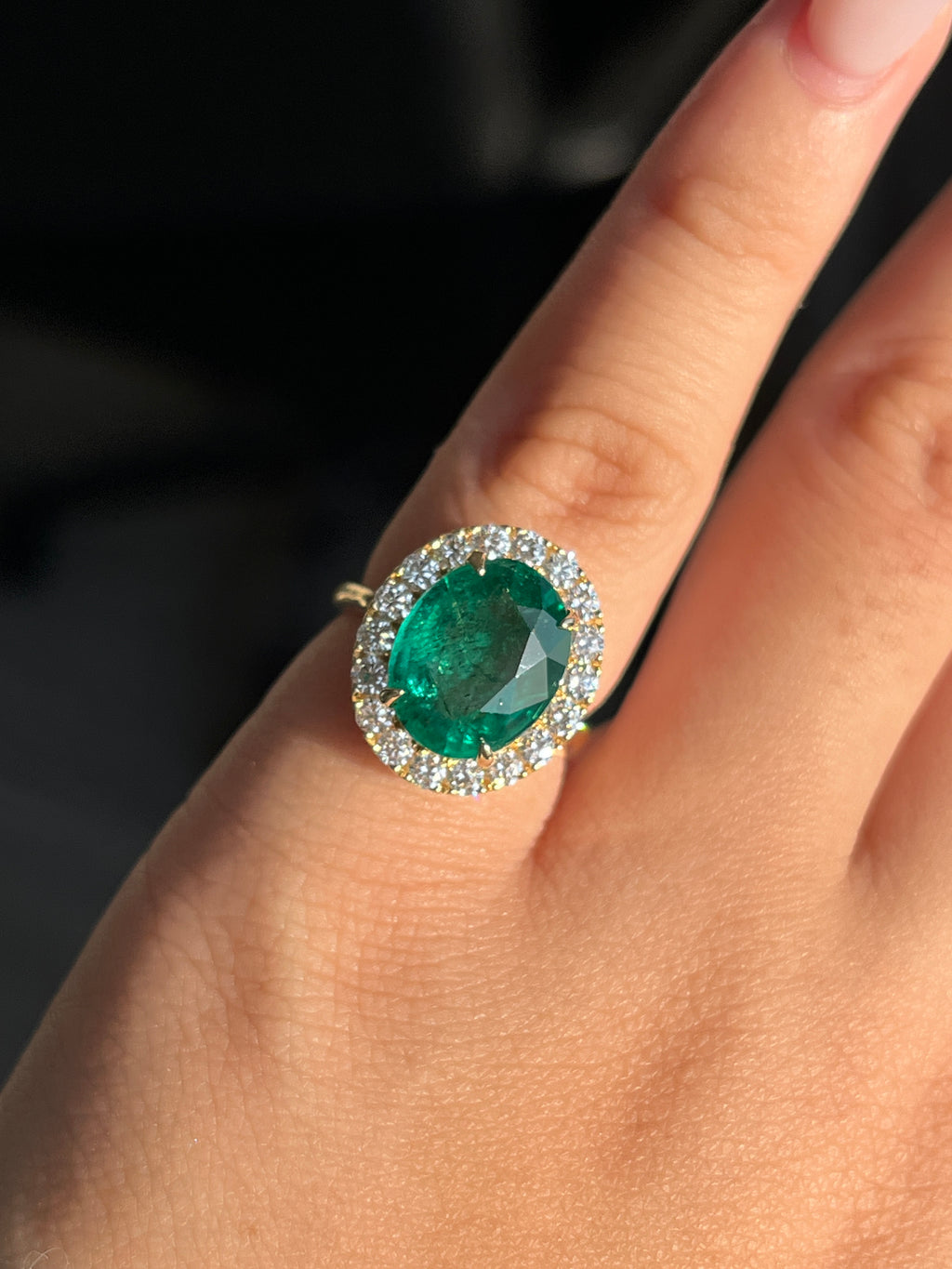 4.57 Carat Zambian Emerald and Diamond Ring in 14K YG