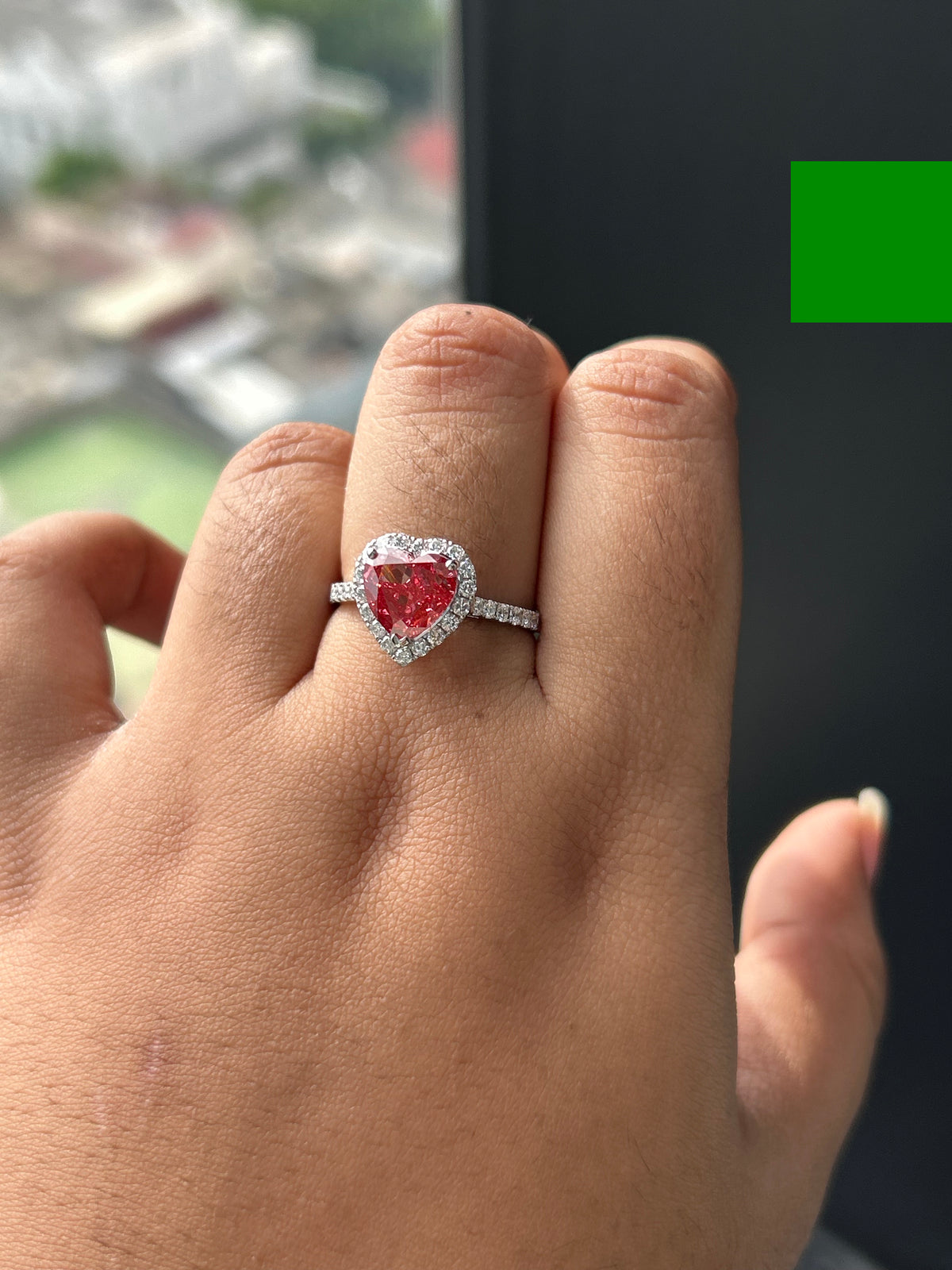 2.58 Carat Pink Color Heart Shaped Lab diamonds in 14K WG Ring