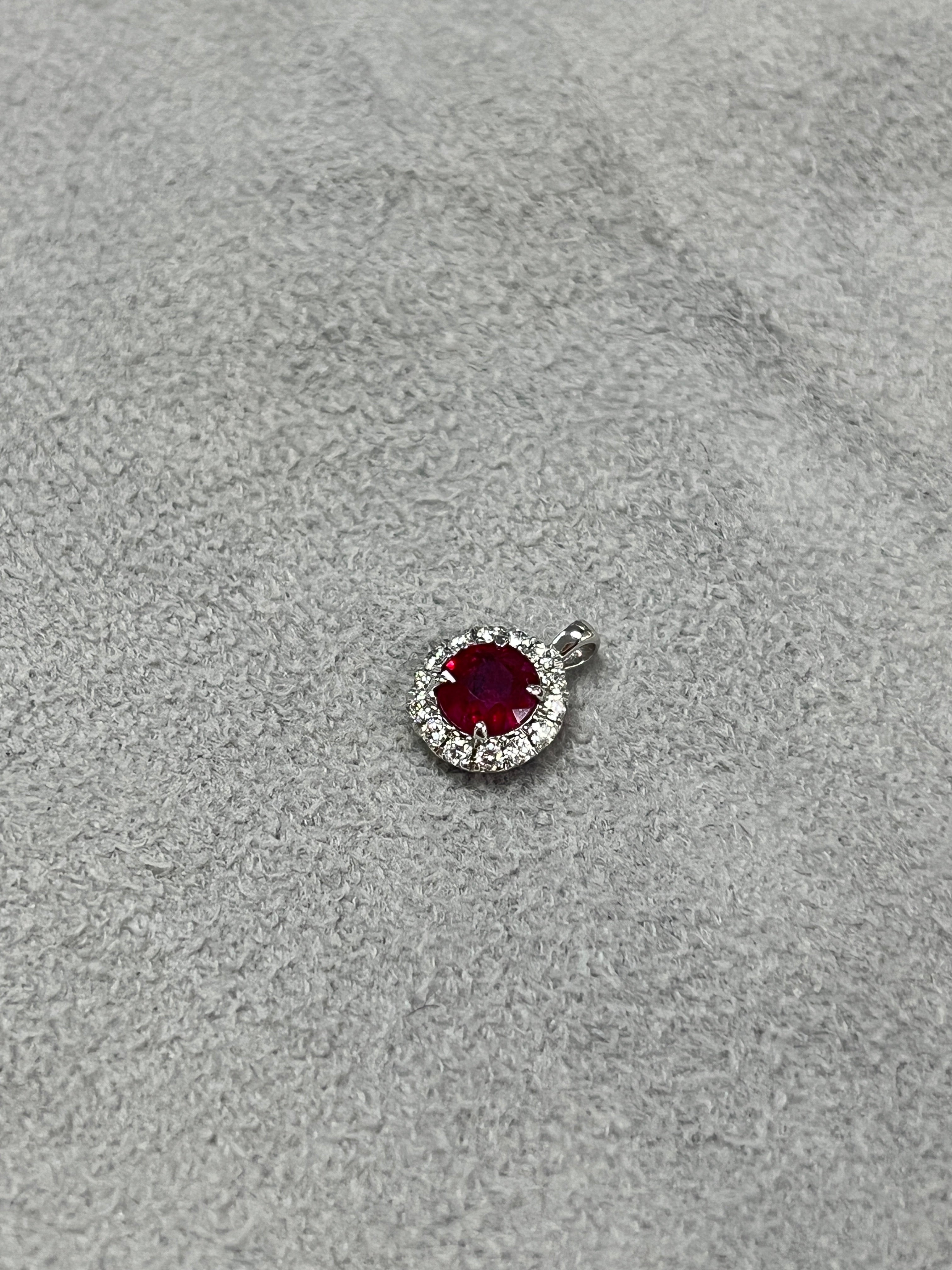 0.47 Carat Natural Ruby  in  14K WG Pendant