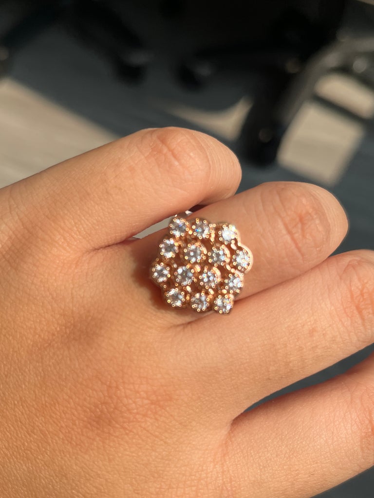 Vintage 1.06 ct Diamond Floral Cluster Ring in 14K Pink Gold