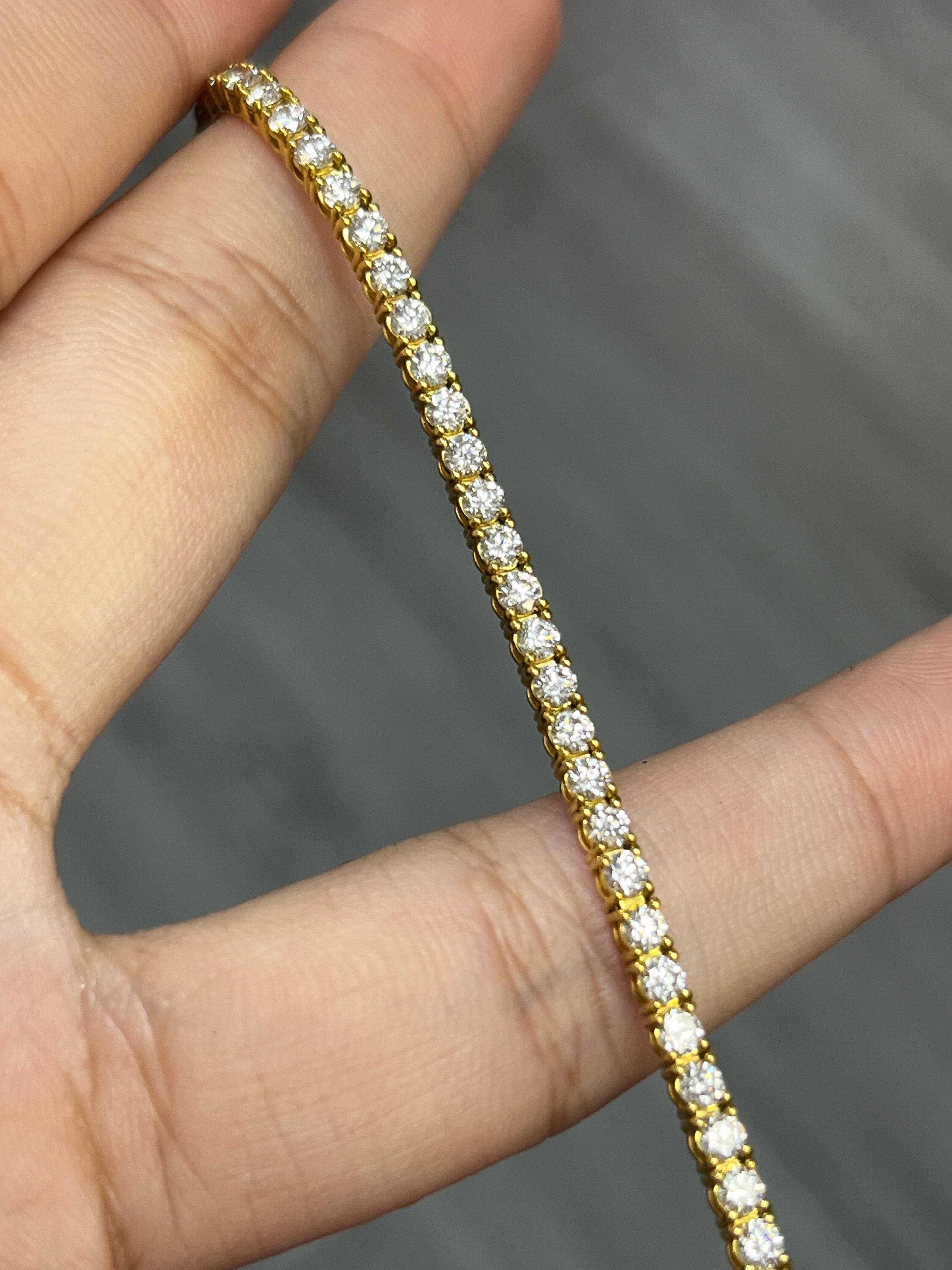 3.15 Carat Lab Diamond Bracelet in 18K Yellow Gold