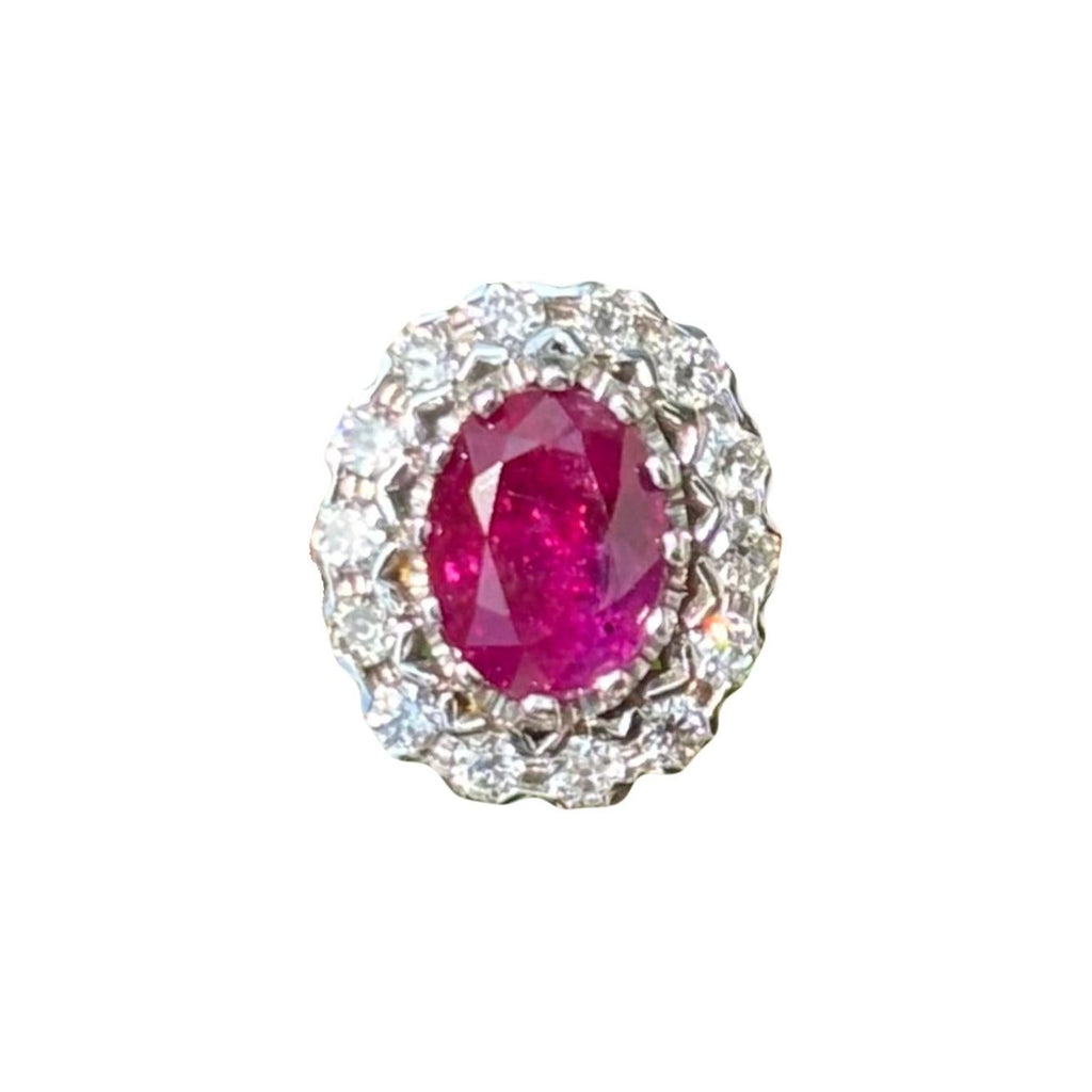 1.98 Carat Ruby & OMC Diamonds Rings in 18K White Gold