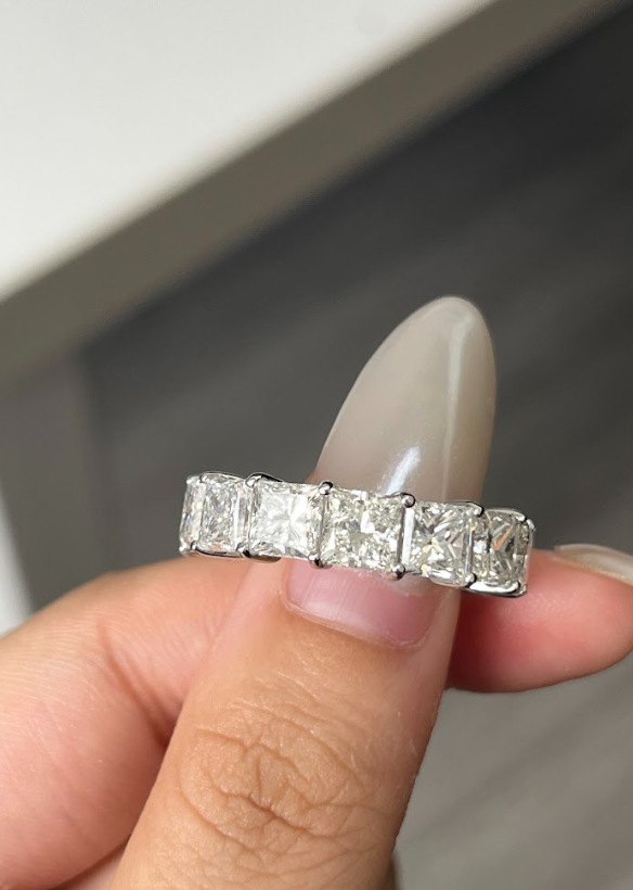 11.34 Carat Princess Cut Eternity Diamond Lab Ring 14K WG