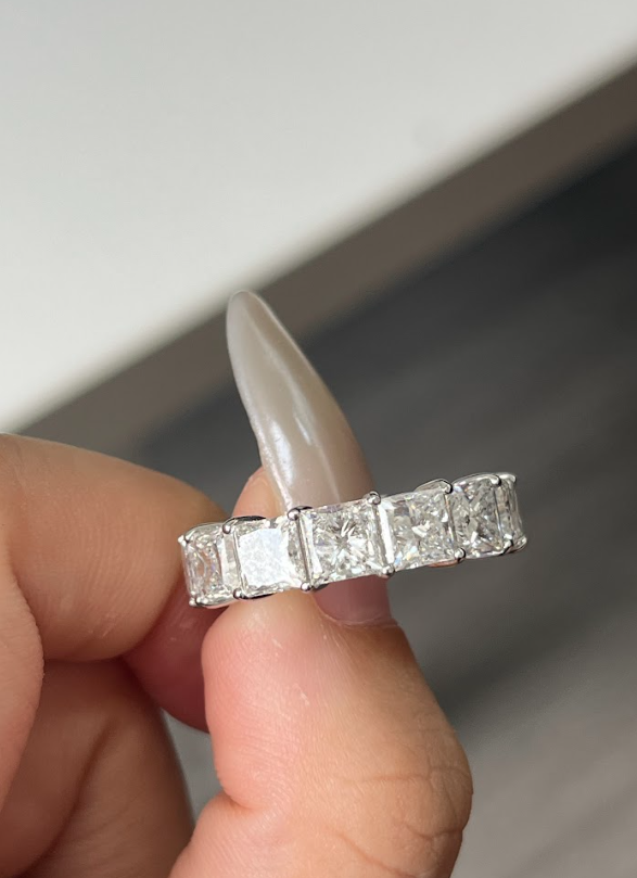 11.34 Carat Princess Cut Eternity Diamond Lab Ring 14K WG