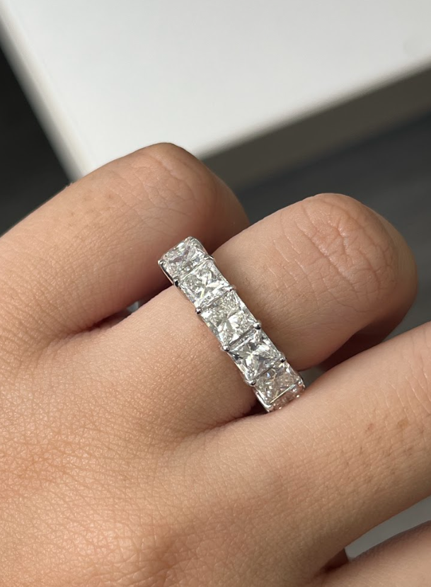 11.34 Carat Princess Cut Eternity Diamond Lab Ring 14K WG