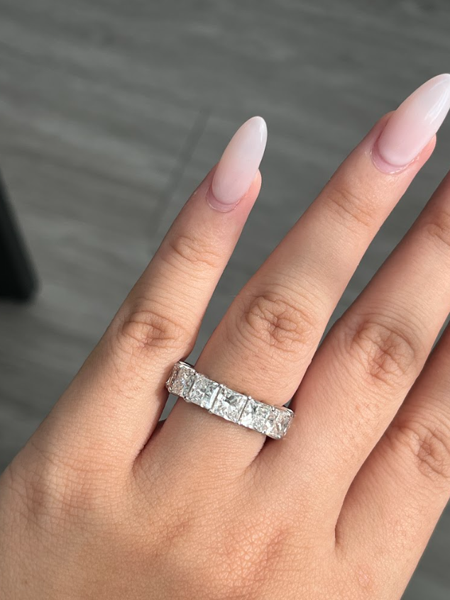 11.34 Carat Princess Cut Eternity Diamond Lab Ring 14K WG