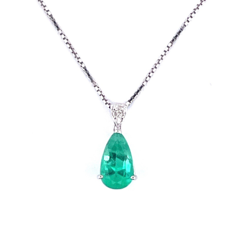 2.72 Carat Emerald and Diamond Pendant in Platinum 850