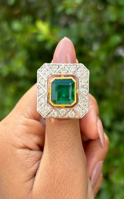 5.22 Carat Emerald Ring in 18K White Gold