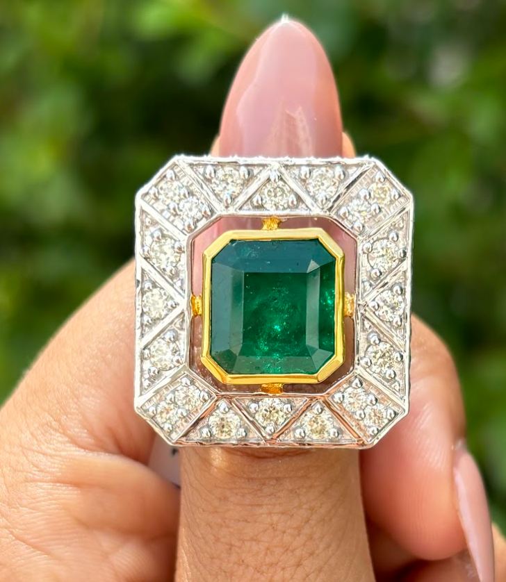 5.22 Carat Emerald Ring in 18K White Gold