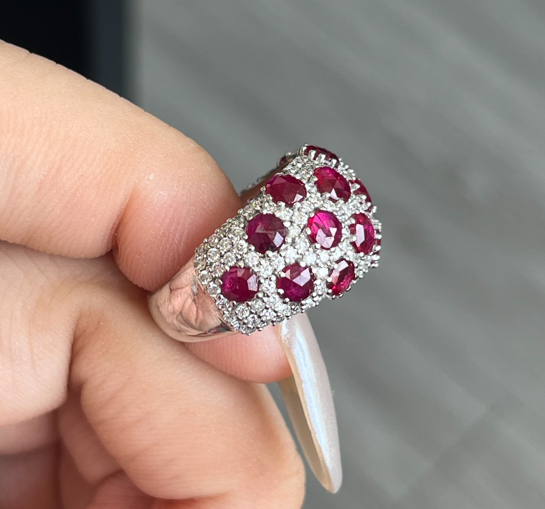 3 Carat Lab Ruby in 14K White Gold Ring