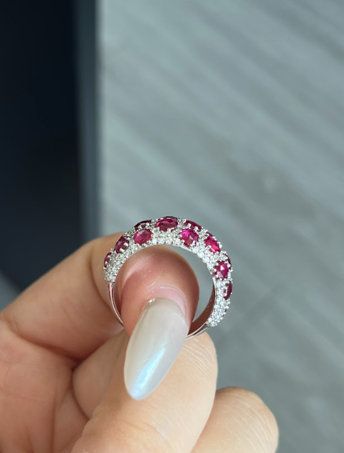 3 Carat Lab Ruby in 14K White Gold Ring