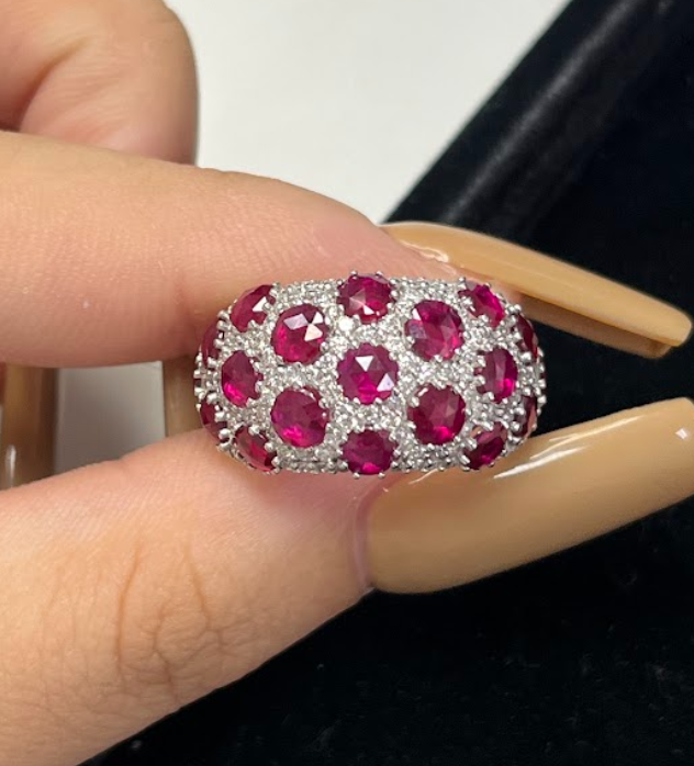 3 Carat Lab Ruby in 14K White Gold Ring