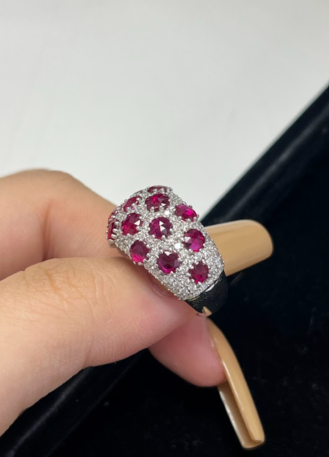 3 Carat Lab Ruby in 14K White Gold Ring