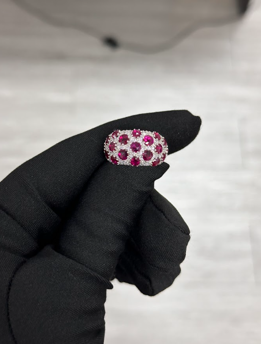3 Carat Lab Ruby in 14K White Gold Ring