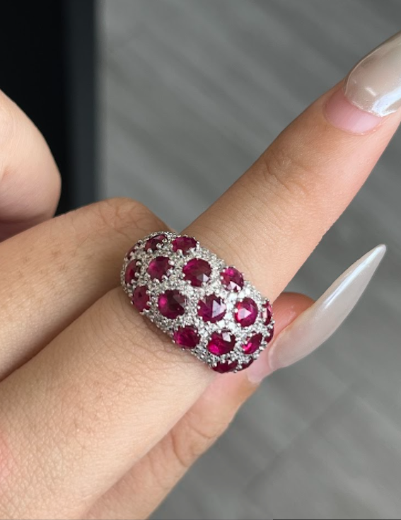 3 Carat Lab Ruby in 14K White Gold Ring