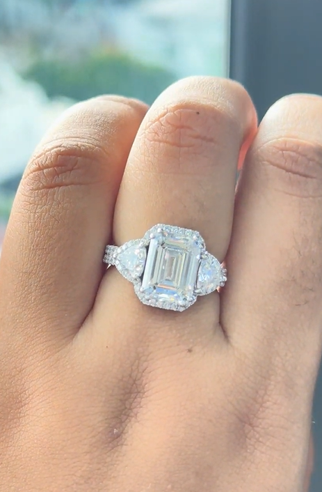 5.08 Carat Emerald Cut Lab Diamond, in  14K WG ring