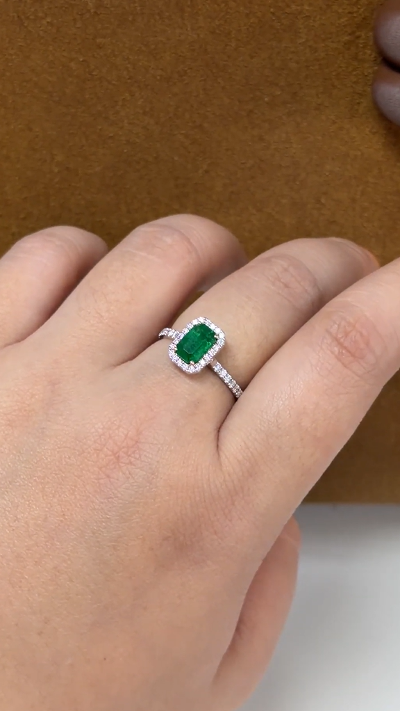 1.2 Carat Natural Emerald in  14K WG Ring