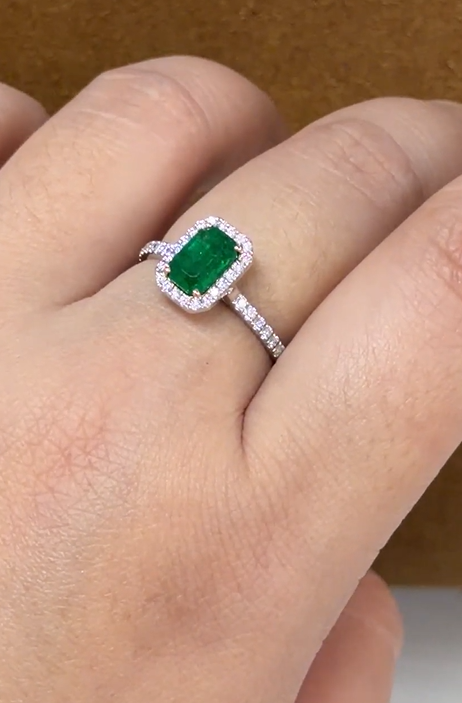 1.2 Carat Natural Emerald in  14K WG Ring
