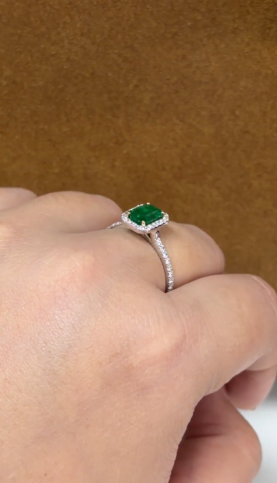 1.2 Carat Natural Emerald in  14K WG Ring