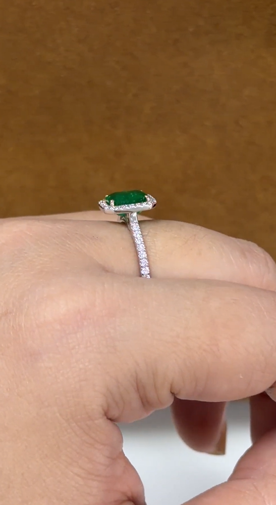 1.2 Carat Natural Emerald in  14K WG Ring