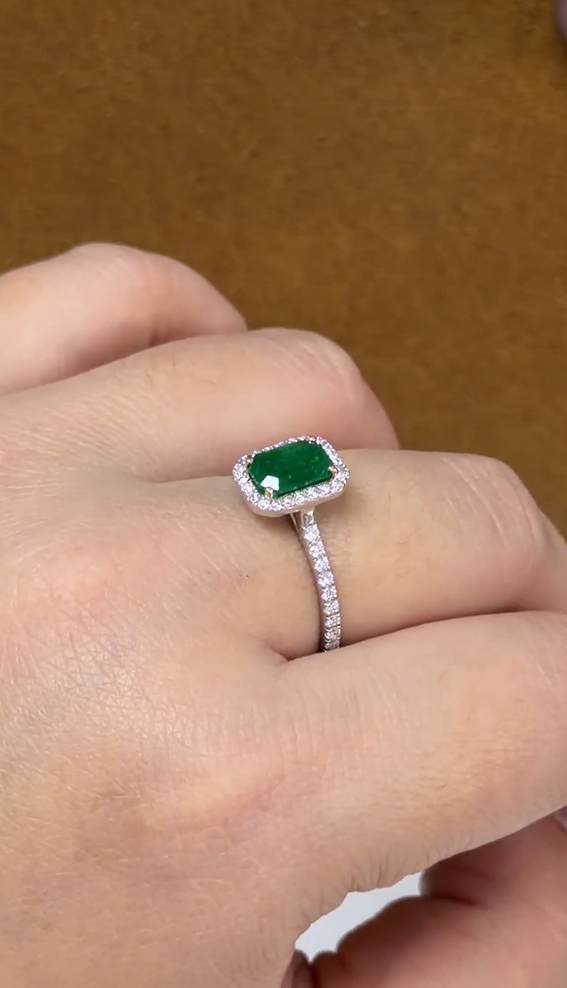 1.2 Carat Natural Emerald in  14K WG Ring