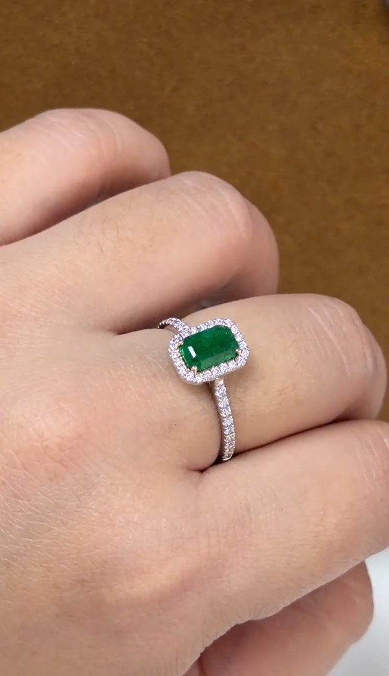 1.2 Carat Natural Emerald in  14K WG Ring