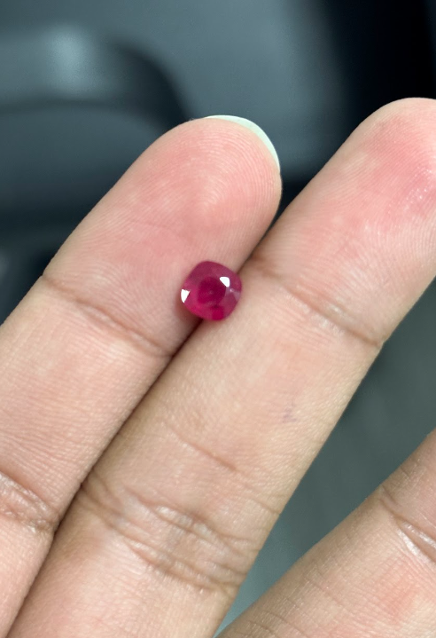 1.25 Carat Cushion  Heat Mozambique Red    Ruby Loose stone