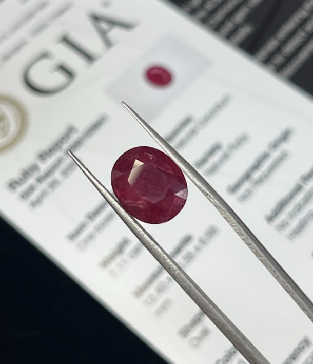 7.11 Carat Oval No-Heat Red Ruby Loose stone