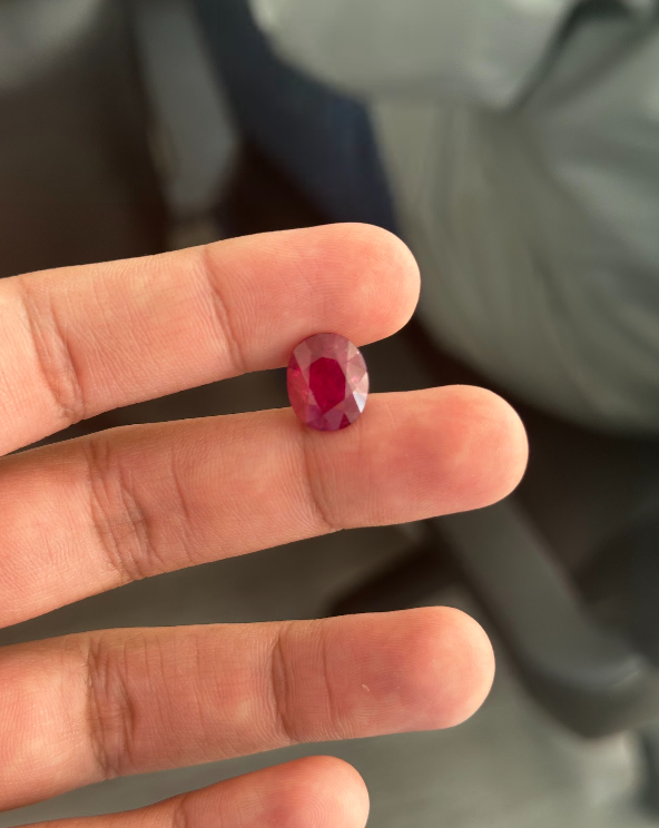 7.11 Carat Oval No-Heat Red Ruby Loose stone