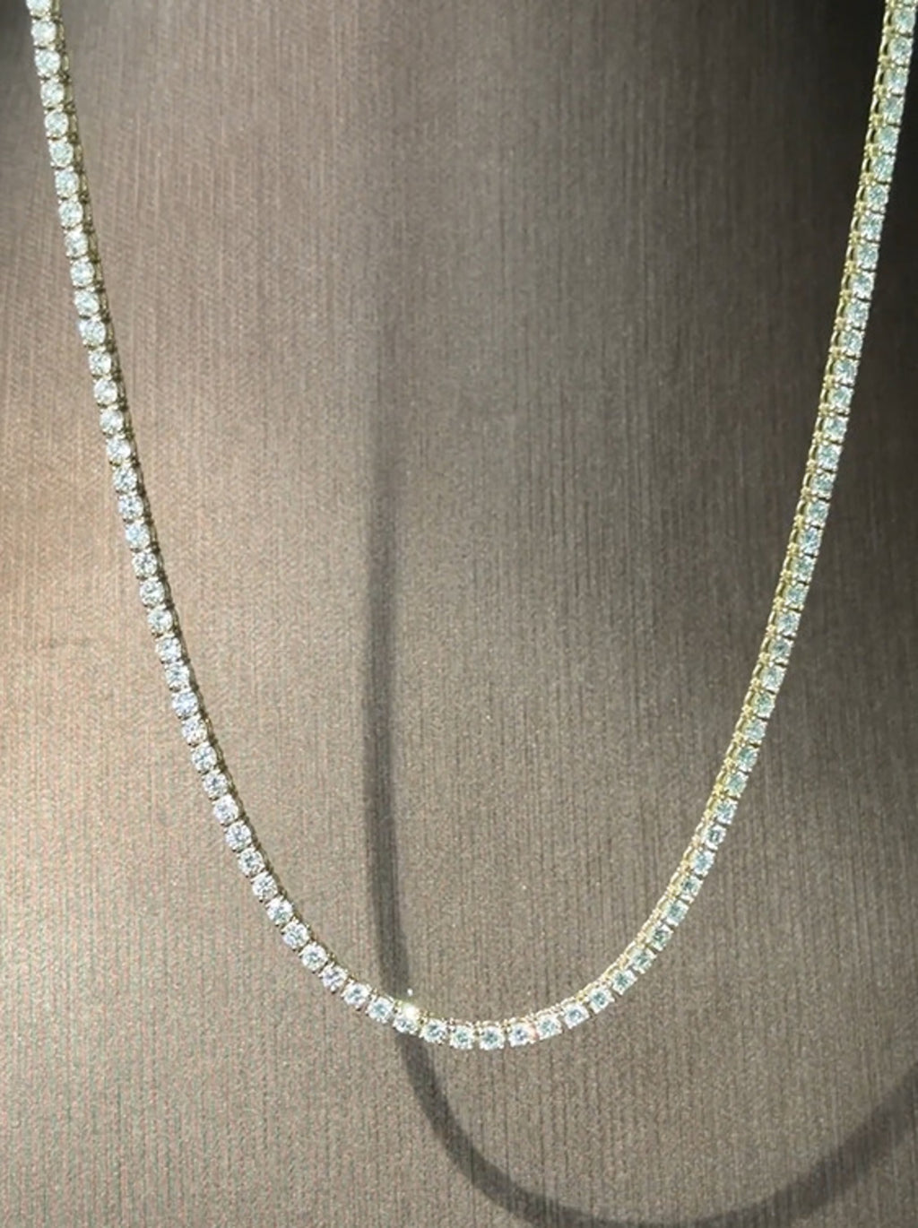 9.54 carat Lab diamonds in  14KYG tennis necklace
