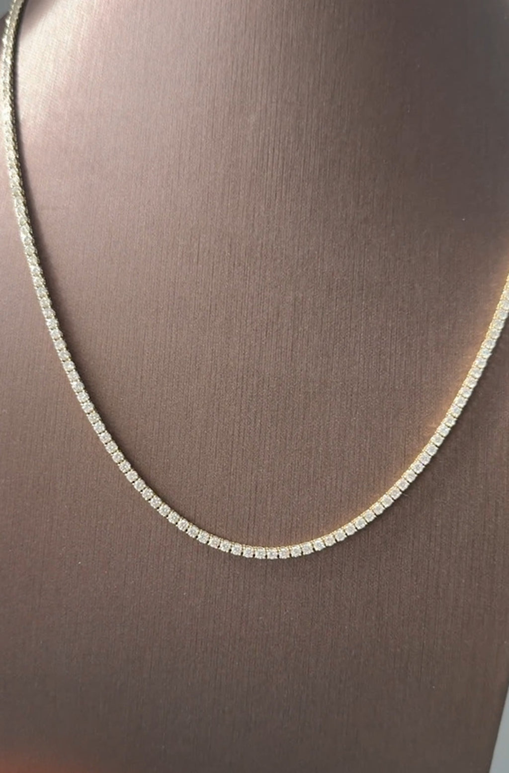 9.54 carat Lab diamonds in  14KYG tennis necklace