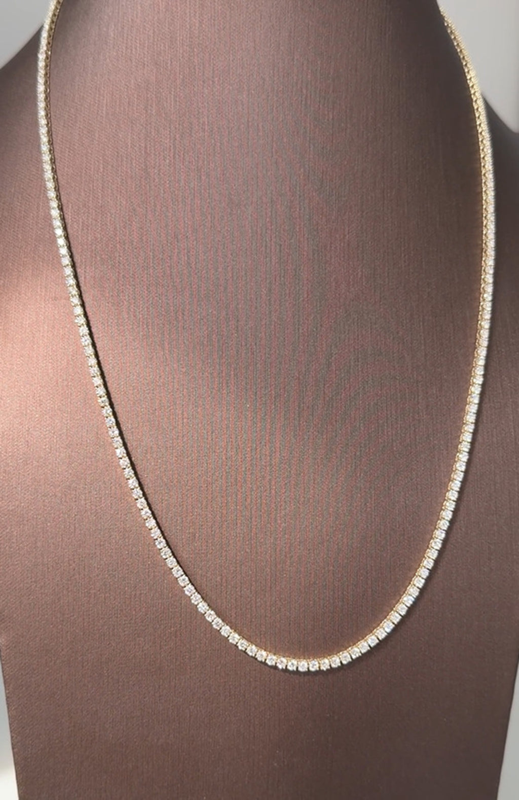 9.54 carat Lab diamonds in  14KYG tennis necklace