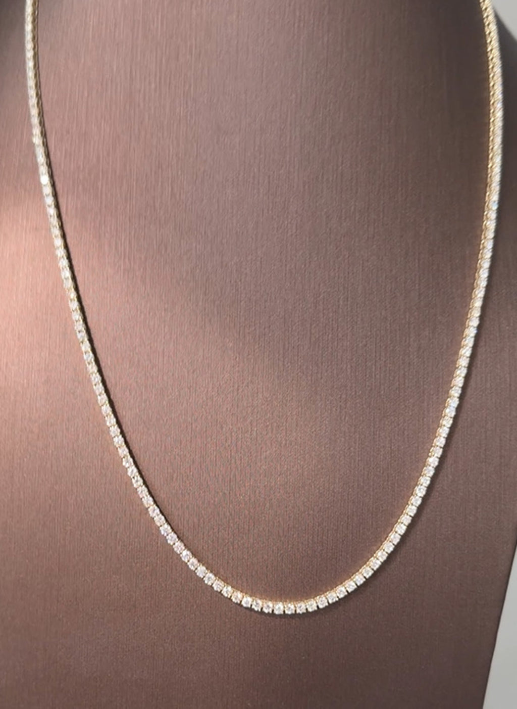 9.54 carat Lab diamonds in  14KYG tennis necklace