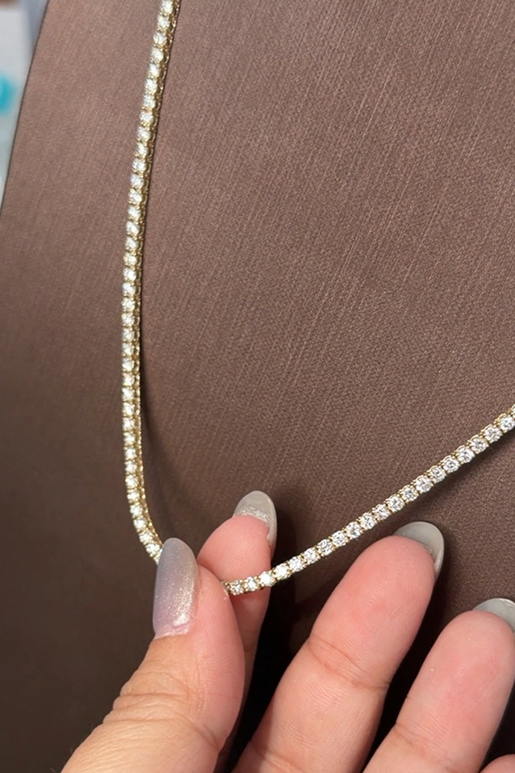 9.54 carat Lab diamonds in  14KYG tennis necklace