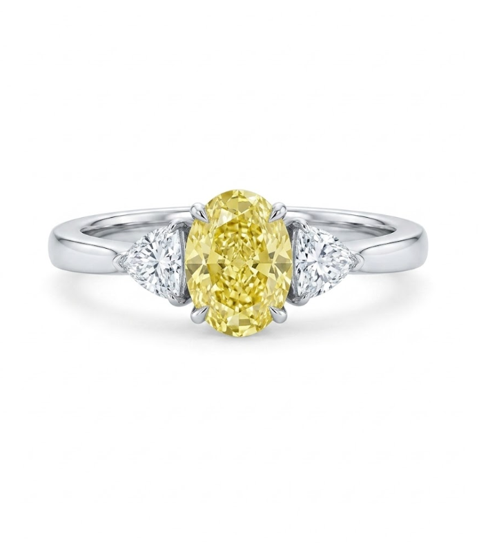 1.05 carat Yellow Oval cut Lab Diamond 14K White Gold ring
