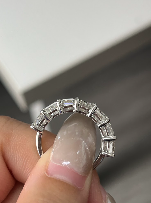 7.04 Carat Radiant Cut Lab Diamond Half-Eternity Band 14K WG