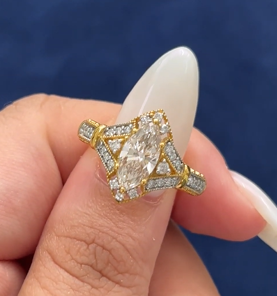 1.08 carat Marquise Lab Diamond in  14K YG ring