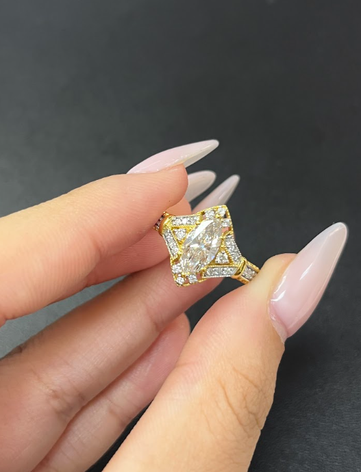 1.08 carat Marquise Lab Diamond in  14K YG ring