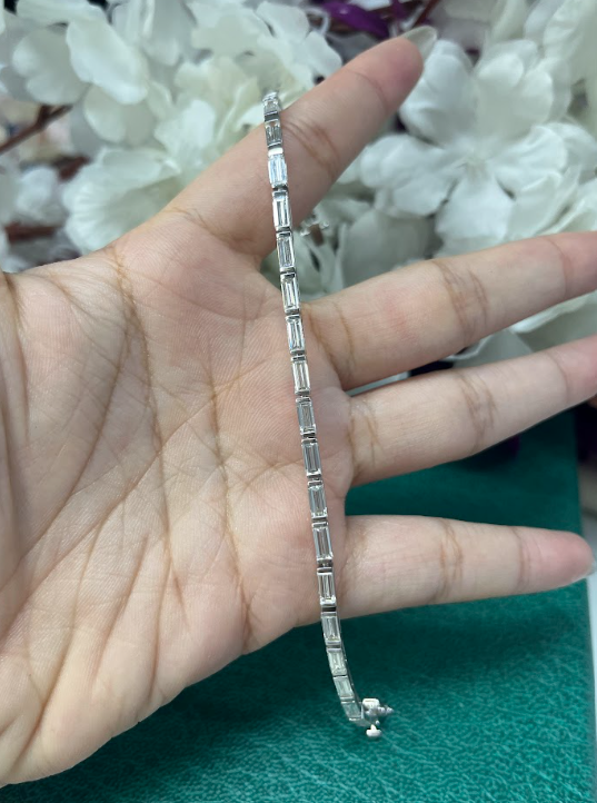 8 Carat Emerald Cut Lab Diamonds in 14KWG Bracelet