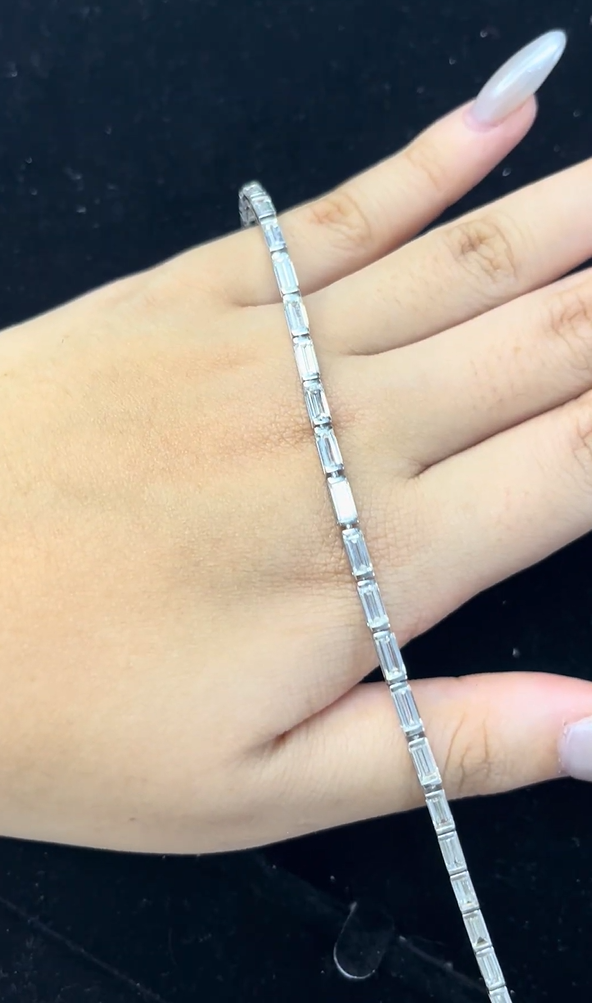 8 Carat Emerald Cut Lab Diamonds in 14KWG Bracelet