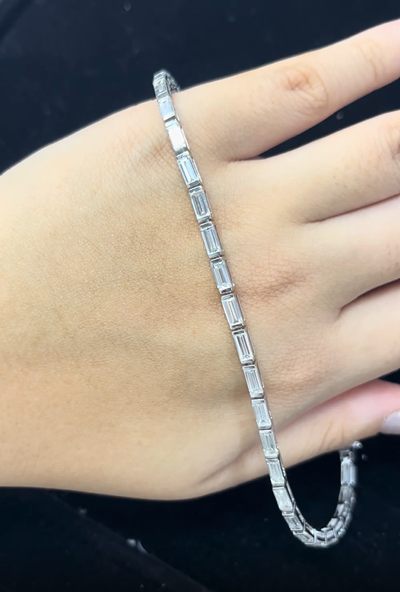 8 Carat Emerald Cut Lab Diamonds in 14KWG Bracelet