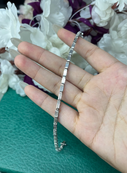 8 Carat Emerald Cut Lab Diamonds in 14KWG Bracelet